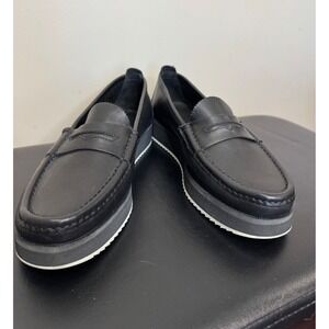 Rag & Bone Tanja Platform Penny Loafers Black Leather Sz 38